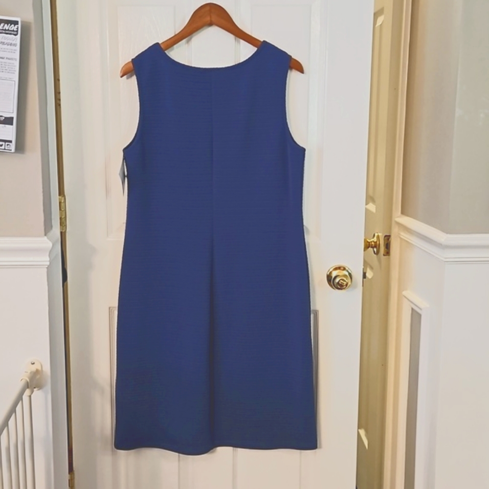NWT Papillon Blanc Blue Shift Dress, sz Xl - Picture 2 of 7